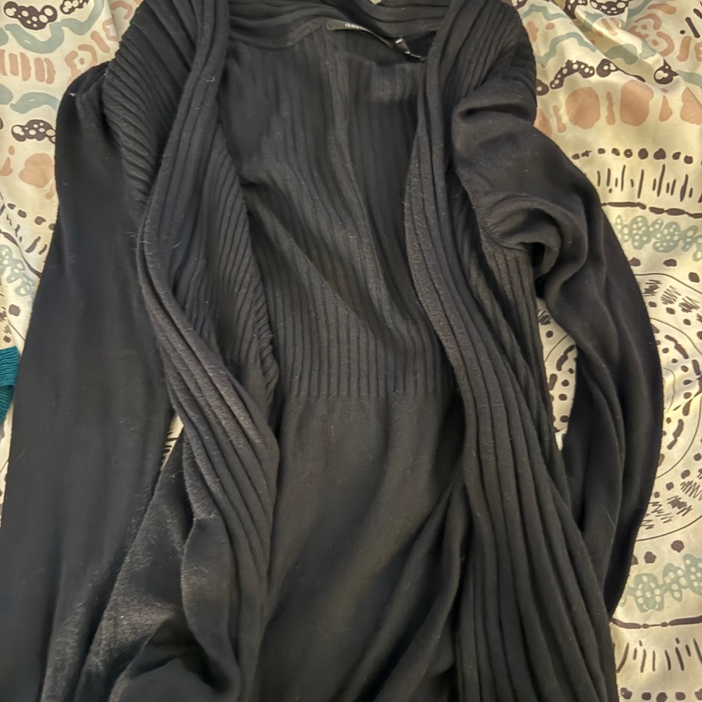 Daisy Fuentes Black Ribbed Cardigan